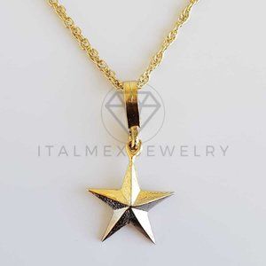 18K Gold Plated Lone Star Pendant & 22" Chain